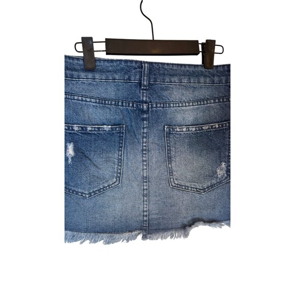 We The Free Size 10 Distressed Denim Mini Skirt With Frayed Hem - Picture 10 of 12